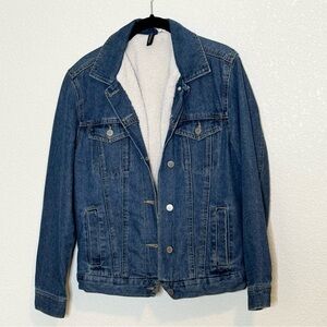 Womens Divided Denim Jacket Sherpa Lined By H&M Excellent Condition Size‎ 4
